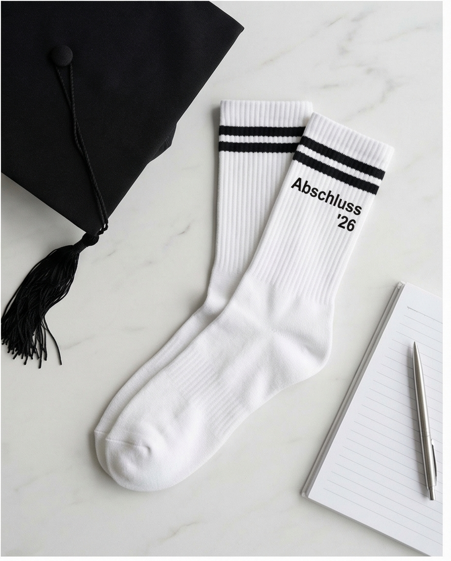 Abschluss '26 - weiß/schwarz - dailysocks.berlin