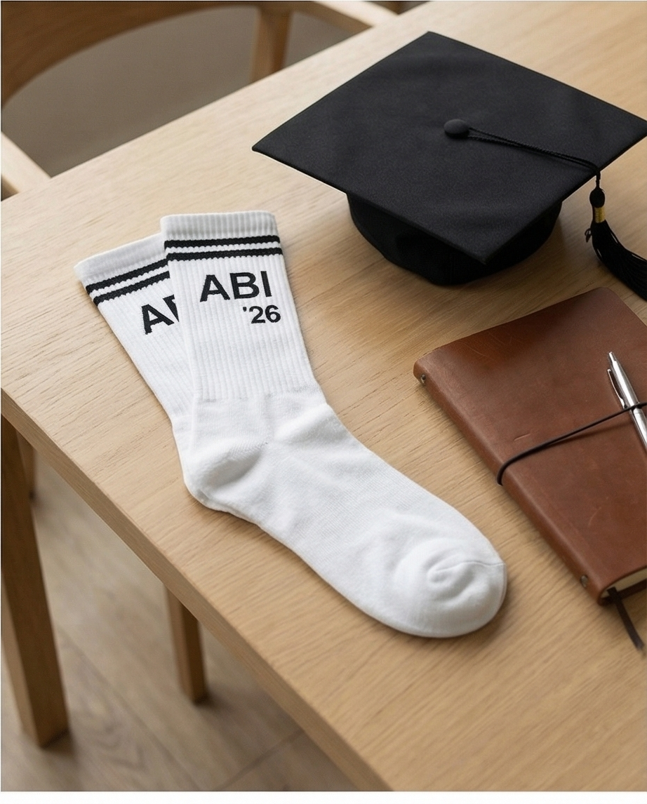 ABI '26 - weiß/schwarz - dailysocks.berlin