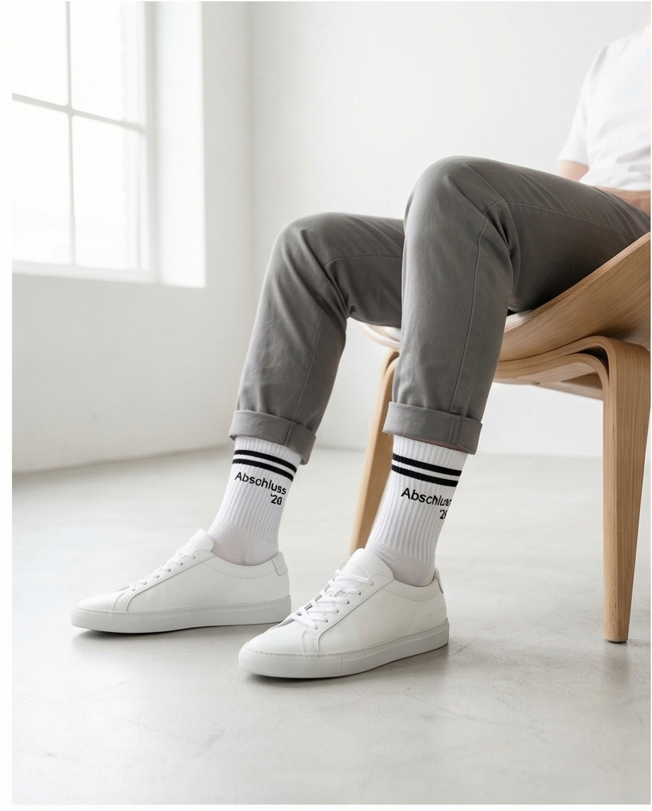 Abschluss '26 - weiß/schwarz - dailysocks.berlin